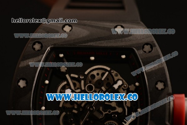 Richard Mille RM 055 Bubba Watson Miyota 9015 Automatic Carbon Fiber Case with Black Dial and Black Rubber Strap - Click Image to Close